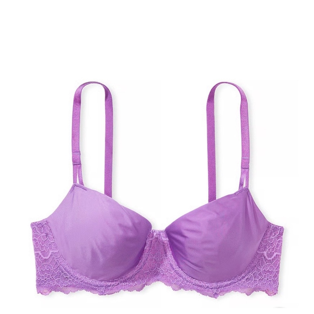 NWT Victoria’s Secret Wicked Unlined Floral Embroidery Balconette Bra 36D Purple